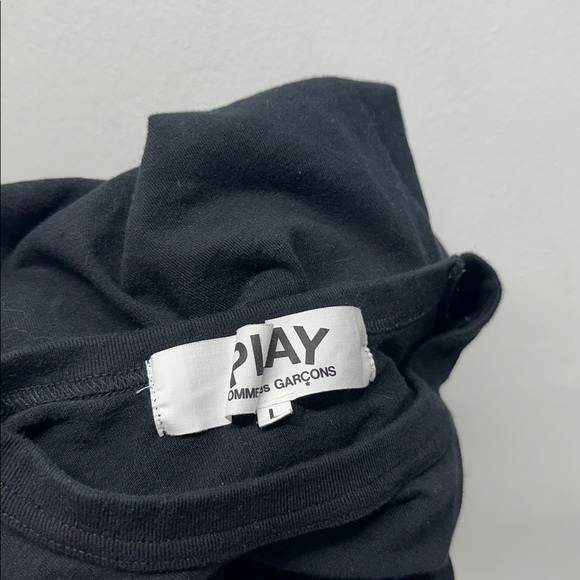 Comme des Garcons Play T-Shirt Tee Shirt Short Sleeve Cotton Solid Black Large - Picture 10 of 10